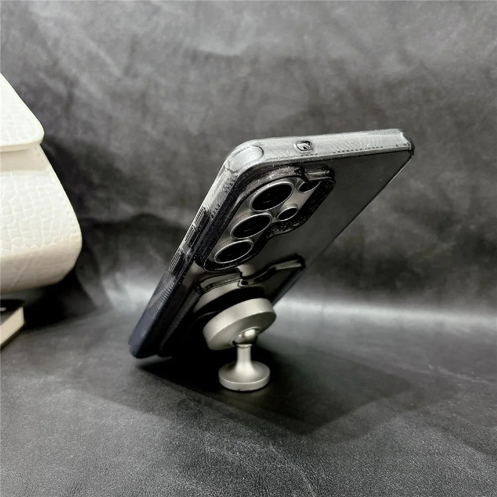 For Samsung Galaxy S26 Ultra Glitter Phone Case 2.0mm Shockproof TPU Phone Cover with Card Holder Kickstand - Black - 4