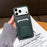 For iPhone 17 Pro Phone Case with Card Holder Kickstand Leather PC TPU Shockproof Protective Cover - Dark Green - 1