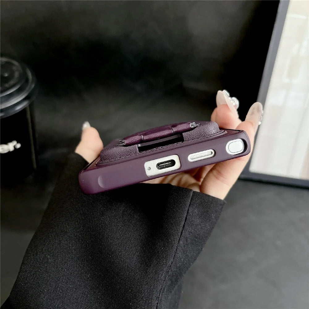 For Samsung Galaxy S25 Ultra Phone Case with Card Holder Kickstand Leather PC TPU Shockproof Protective Cover - Brown - 5