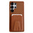 For Samsung Galaxy S26 Ultra Phone Case with Card Holder Kickstand Leather PC TPU Shockproof Protective Cover - Brown - 1