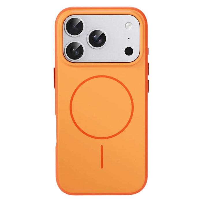 For iPhone 17 Pro Magnetic Case Ultra Thin PC TPU Phone Back Cover Compatible with MagSafe - Orange - 2