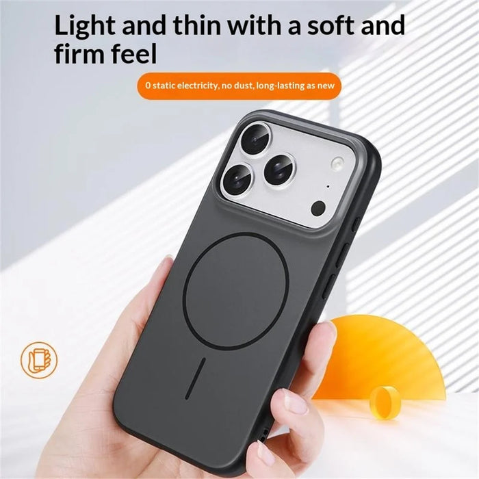 For iPhone 17 Pro Magnetic Case Ultra Thin PC TPU Phone Back Cover Compatible with MagSafe - Orange - 4