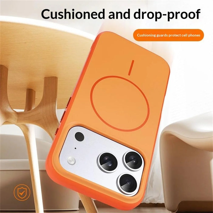 For iPhone 17 Pro Magnetic Case Ultra Thin PC TPU Phone Back Cover Compatible with MagSafe - Orange - 7