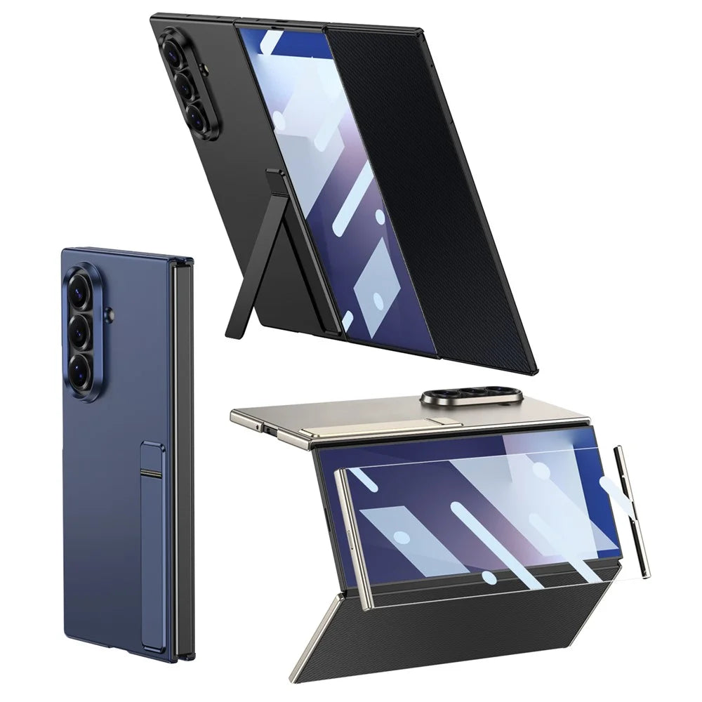 GKK For Samsung Galaxy Z TriFold 5G Case Kickstand Ultra Thin PC Phone Cover with Tempered Glass Film - Black - 3