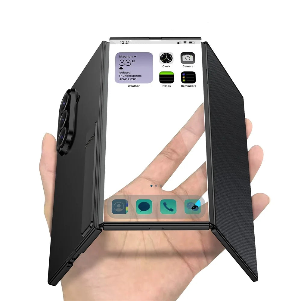 GKK For Samsung Galaxy Z TriFold 5G Case Kickstand Ultra Thin PC Phone Cover with Tempered Glass Film - Black - 4