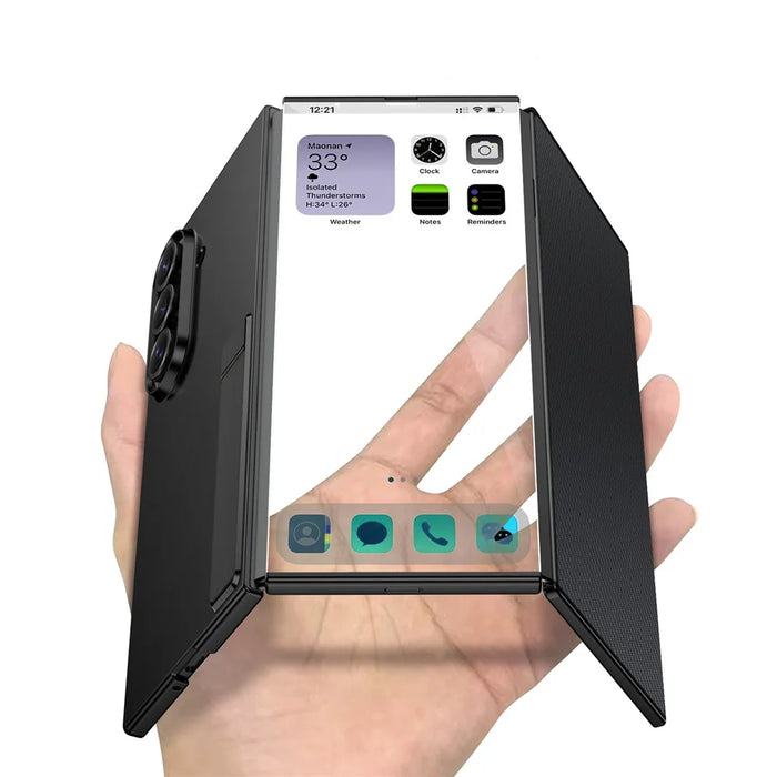 GKK For Samsung Galaxy Z TriFold 5G Case Kickstand Ultra Thin PC Phone Cover with Tempered Glass Film - Black - 4
