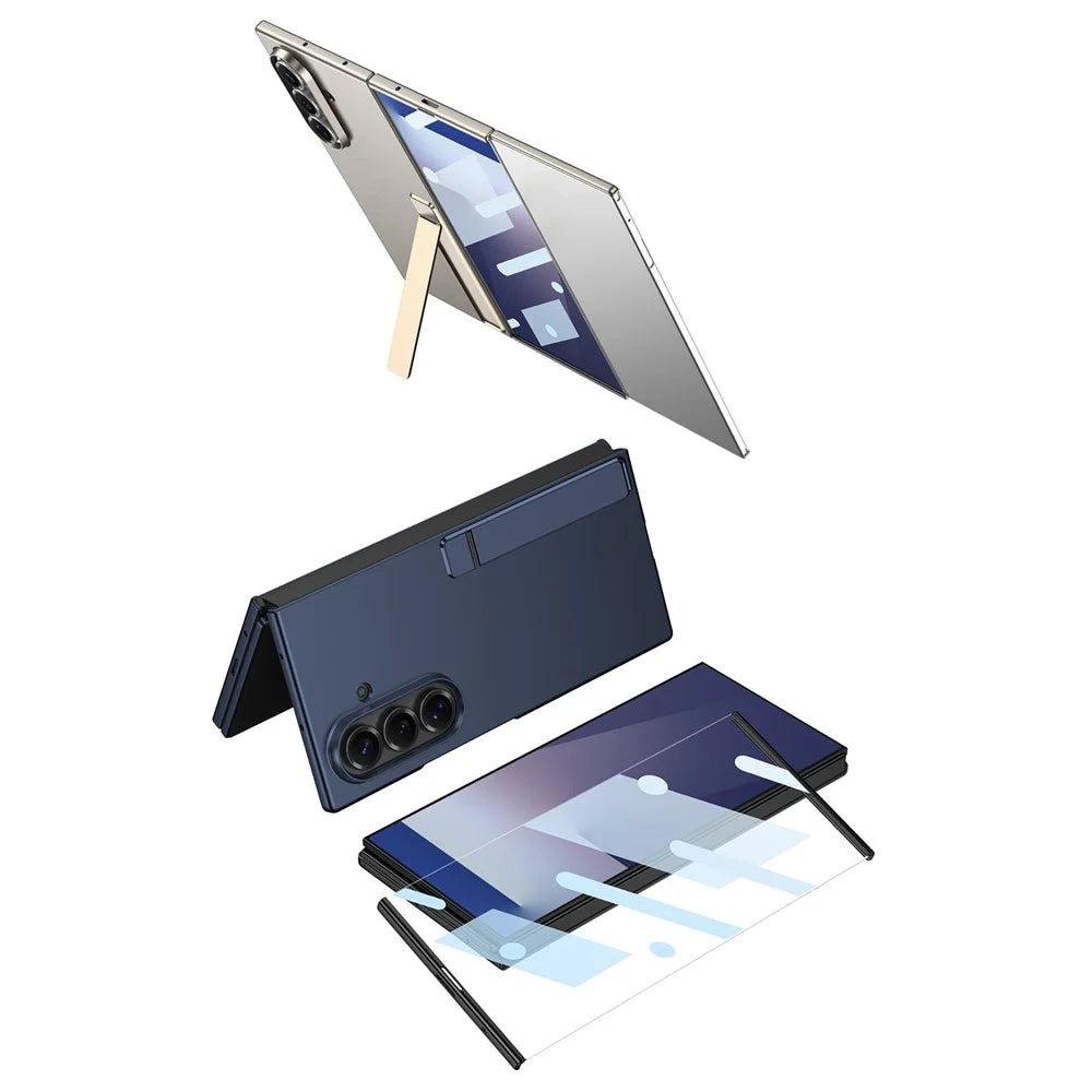 GKK For Samsung Galaxy Z TriFold 5G Case Kickstand Ultra Thin PC Phone Cover with Tempered Glass Film - Black - 5