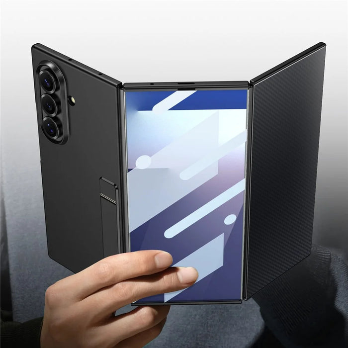 GKK For Samsung Galaxy Z TriFold 5G Case Kickstand Ultra Thin PC Phone Cover with Tempered Glass Film - Black - 7