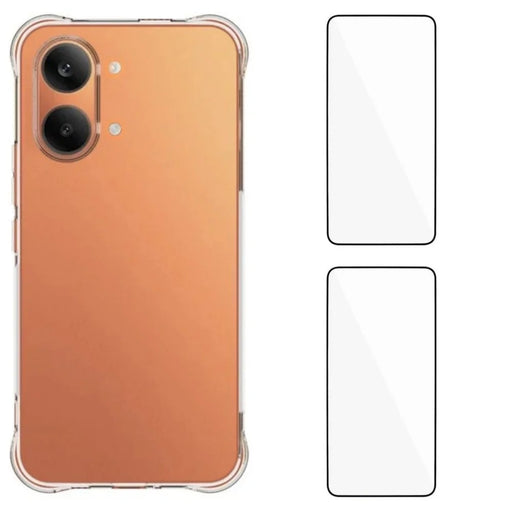 WANLONFENG For Xiaomi Redmi Turbo 5 Max 5G TPU Case  WL2 Series 2.0mm Phone Cover with 2Pcs Tempered Glass Films - Transparent - 1