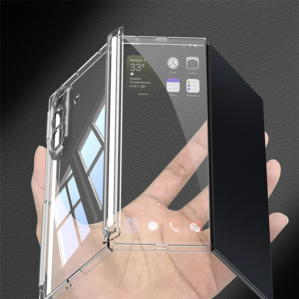 GKK For Samsung Galaxy Z TriFold 5G Clear Case with Tempered Glass Magnetic Double Hinge Full Protection PC Cover - Transparent Black - 3
