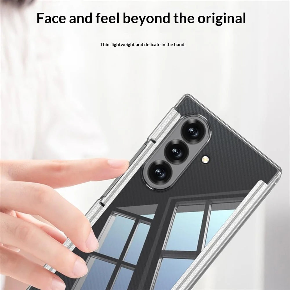 GKK For Samsung Galaxy Z TriFold 5G Clear Case with Tempered Glass Magnetic Double Hinge Full Protection PC Cover - Transparent Black - 6