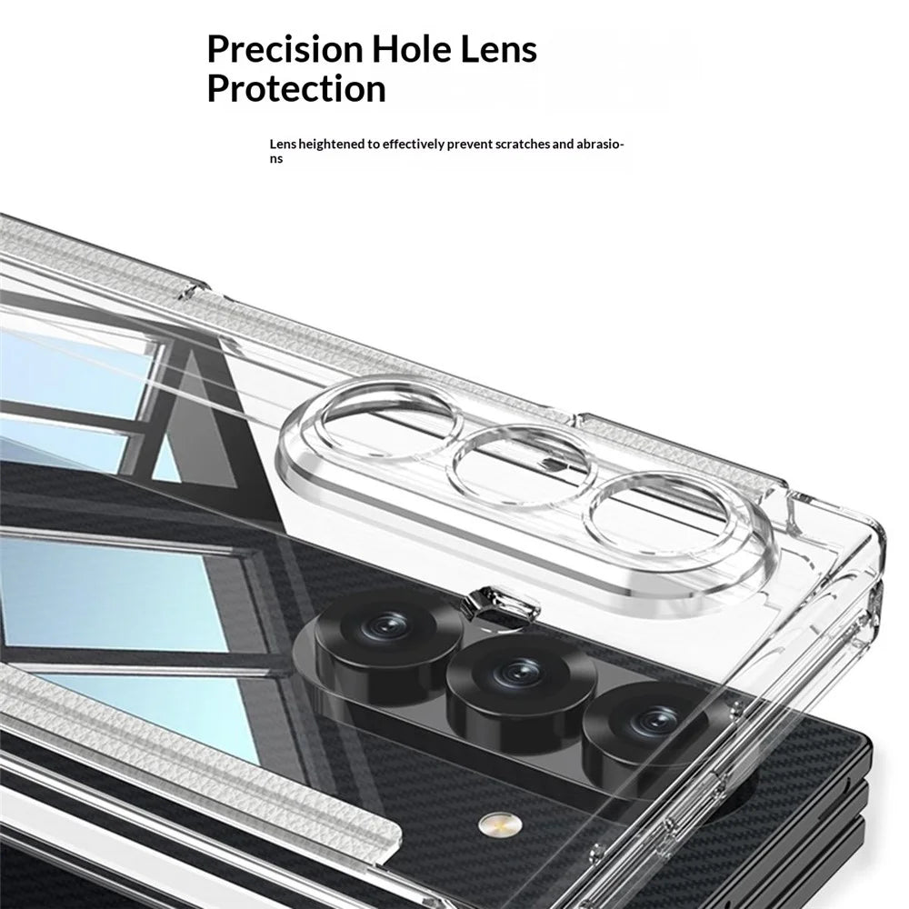 GKK For Samsung Galaxy Z TriFold 5G Clear Case with Tempered Glass Magnetic Double Hinge Full Protection PC Cover - Transparent Black - 7