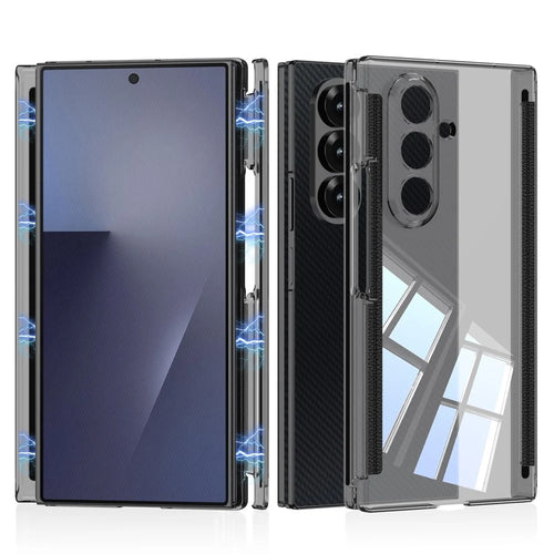 GKK For Samsung Galaxy Z TriFold 5G Clear Phone Case Magnetic Double Hinge Full Protection PC Cover - Transparent Black - 1