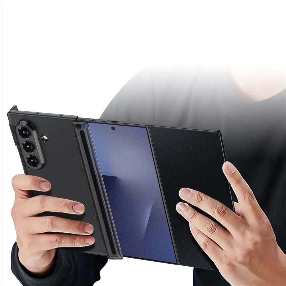 GKK For Samsung Galaxy Z TriFold 5G Clear Phone Case Magnetic Double Hinge Full Protection PC Cover - Transparent Black - 6