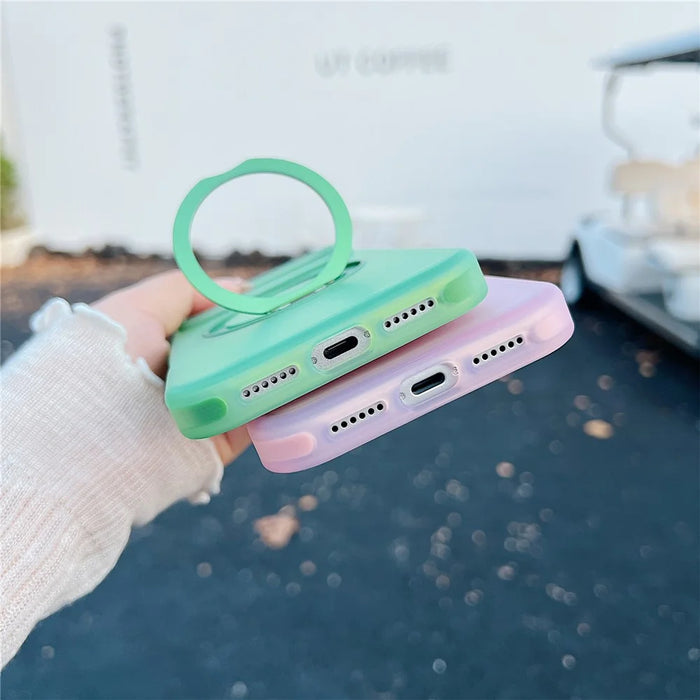 For iPhone 17 Pro Max Magnetic Case Kickstand Skin Touch Rubberized TPU PC Phone Cover Compatible with MagSafe - Green - 4