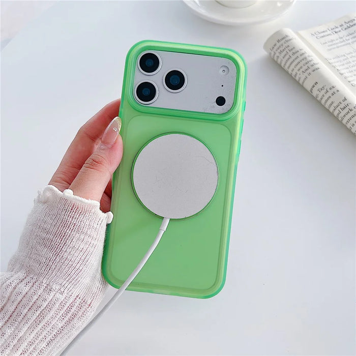 For iPhone 17 Pro Magnetic Case Kickstand Skin Touch Rubberized TPU PC Phone Cover Compatible with MagSafe - Green - 2