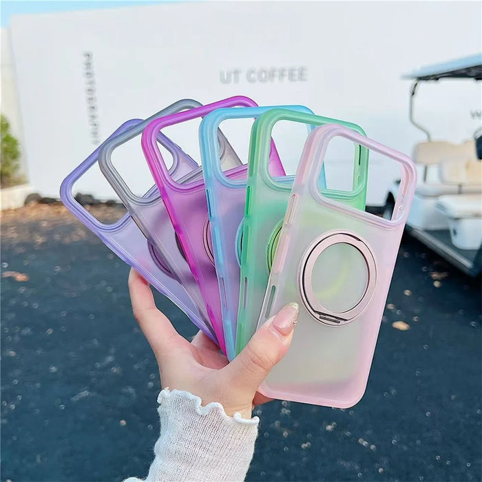 For iPhone 17 Pro Magnetic Case Kickstand Skin Touch Rubberized TPU PC Phone Cover Compatible with MagSafe - Green - 7