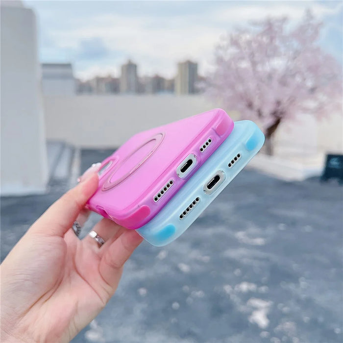 For iPhone 16 Pro Max Magnetic Case Kickstand Skin Touch Rubberized TPU PC Phone Cover Compatible with MagSafe - Blue - 3