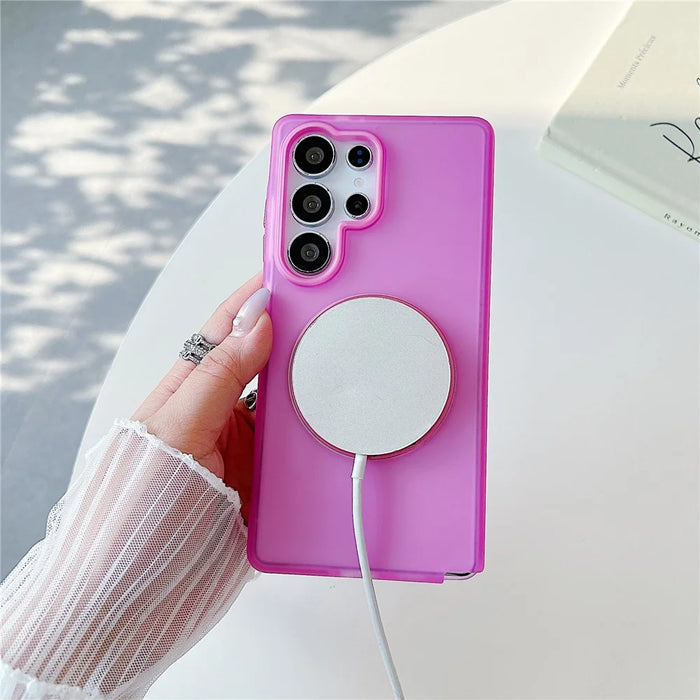 For Samsung Galaxy S26 Ultra Magnetic Case Kickstand Skin Touch Rubberized TPU PC Phone Cover - Rose - 2