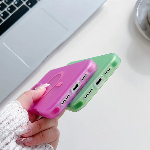 For iPhone 16 Pro Magnetic Case Skin Touch Rubberized TPU PC Phone Cover Compatible with MagSafe - Pink - 2