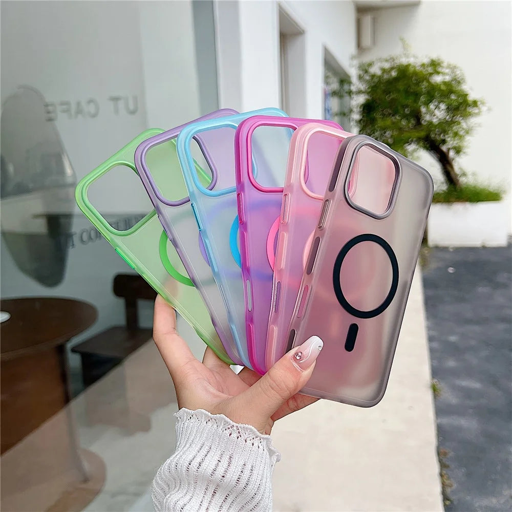 For iPhone 16 Pro Max Magnetic Case Skin Touch Rubberized TPU PC Phone Cover Compatible with MagSafe - Pink - 7
