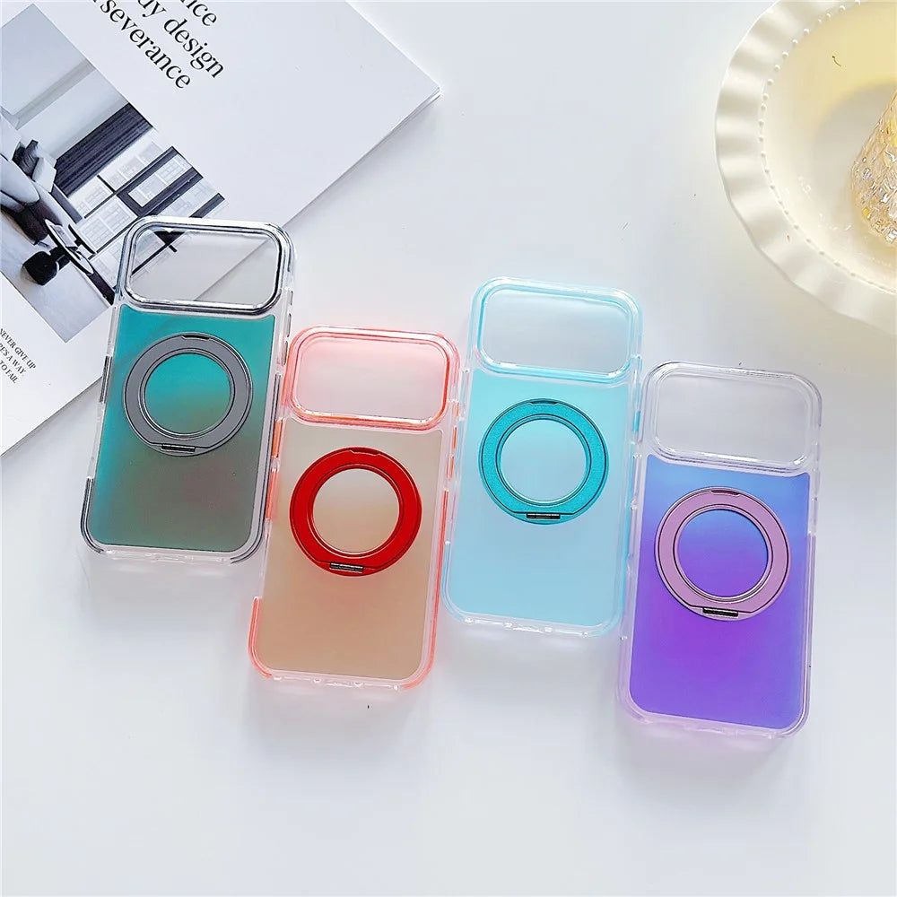 For iPhone 17 Pro Magnetic Case Kickstand Laser Color Changing Anti Drop TPU PC Phone Cover Compatible with MagSafe - Purple - 7