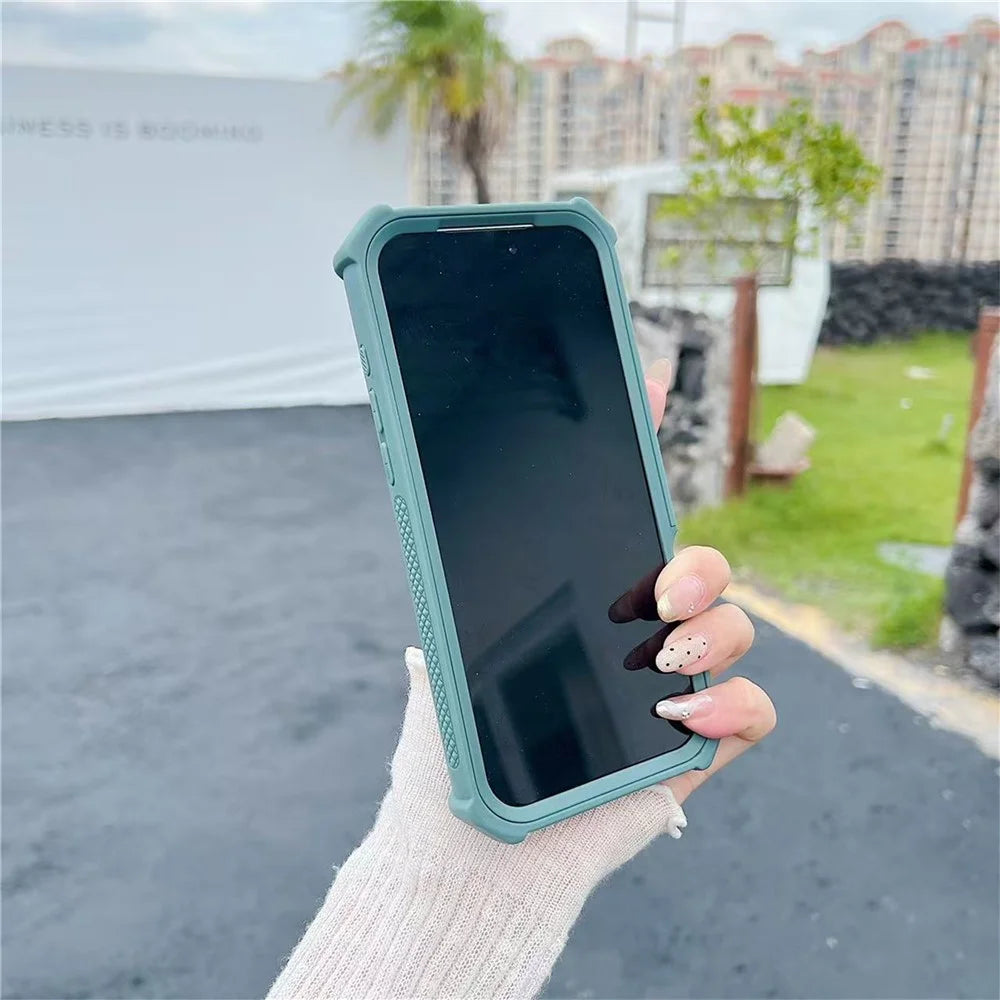 For iPhone 17 Pro Magnetic Case Carbon Fiber Texture Anti Drop TPU PC Phone Cover Compatible with MagSafe - Blackish Green - 4