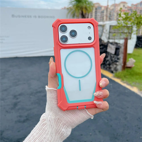 For iPhone 17 Pro Max Magnetic Case Dual Color Detachable TPU Acrylic Phone Cover Compatible with MagSafe - Baby Blue - 1