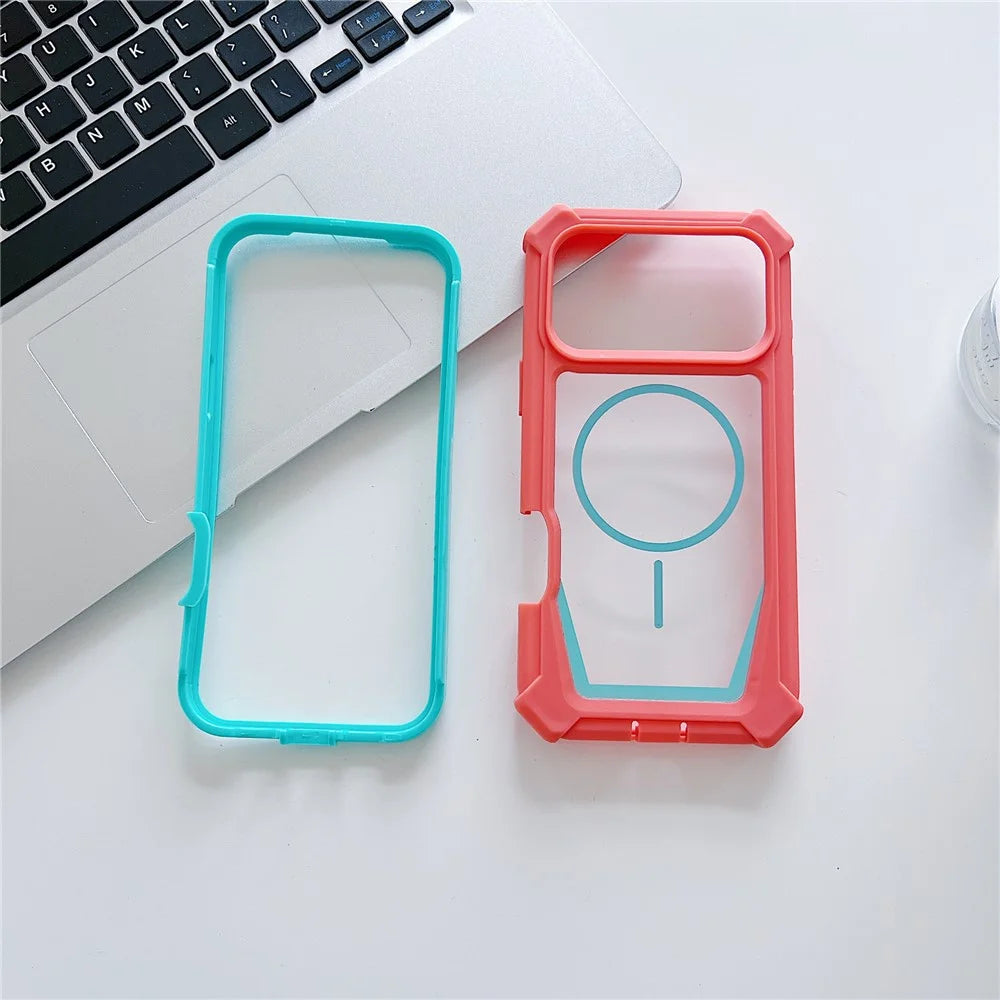 For iPhone 17 Pro Max Magnetic Case Dual Color Detachable TPU Acrylic Phone Cover Compatible with MagSafe - Baby Blue - 2