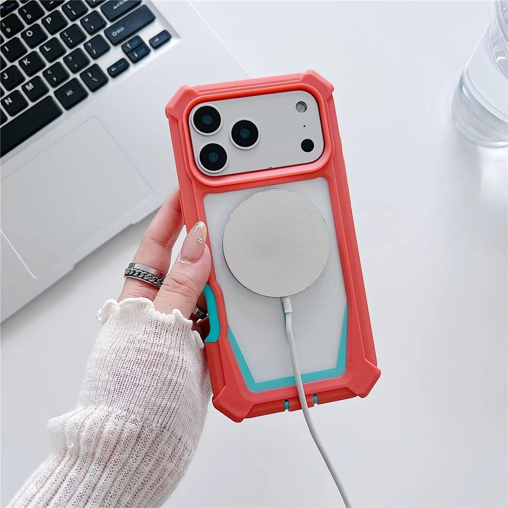 For iPhone 17 Pro Max Magnetic Case Dual Color Detachable TPU Acrylic Phone Cover Compatible with MagSafe - Baby Blue - 3