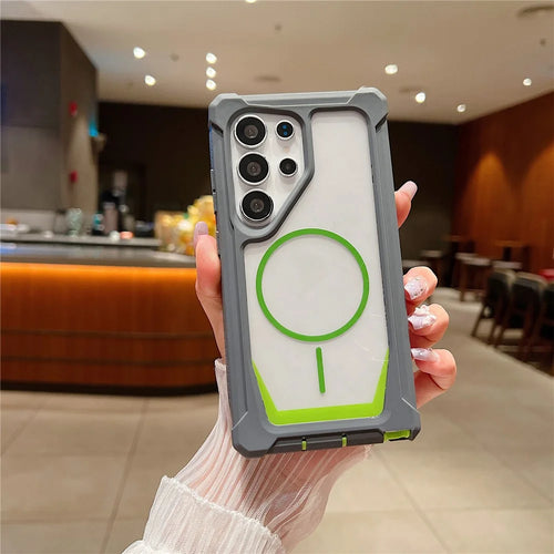 For Samsung Galaxy S25 Ultra Magnetic Case Dual Color Detachable TPU Acrylic Phone Cover - Green - 1