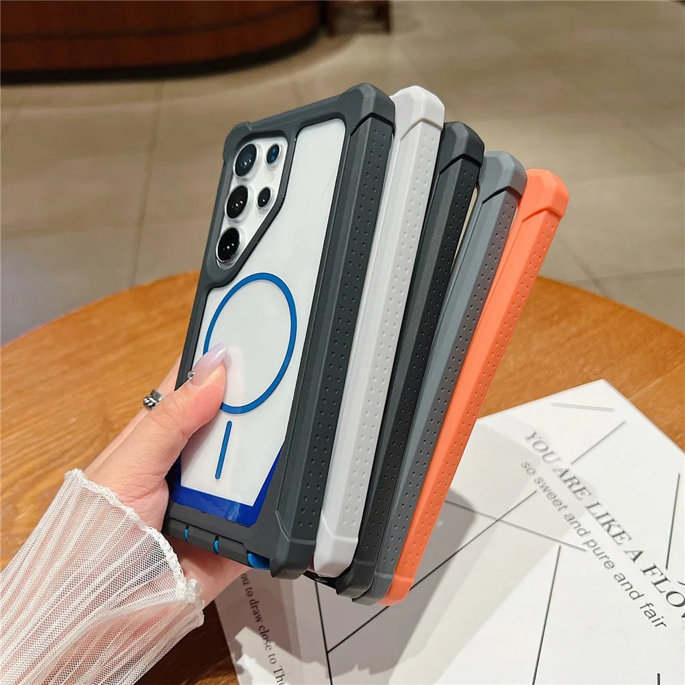 For Samsung Galaxy S25 Ultra Magnetic Case Dual Color Detachable TPU Acrylic Phone Cover - Green - 5
