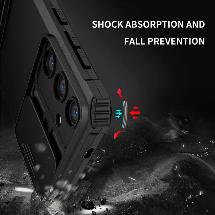 For Samsung Galaxy S26 Case Camera Slider PC + TPU Phone Cover with Kickstand - Black - 4