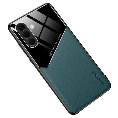For Samsung Galaxy A37 5G Case Precise Cutout Leather Coated PC + TPU Phone Back Cover Built-in Metal Sheet - Green - 1