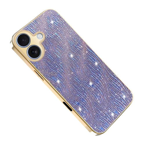 For iPhone 17 Case Electroplating Ripple Texture PU + TPU + PC Phone Back Cover - Purple - 1