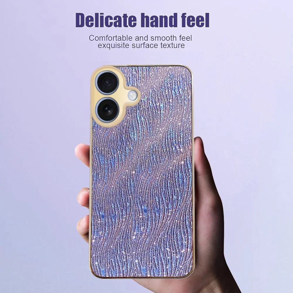 For iPhone 17 Case Electroplating Ripple Texture PU + TPU + PC Phone Back Cover - Purple - 2