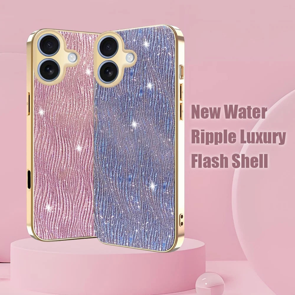 For iPhone 17 Case Electroplating Ripple Texture PU + TPU + PC Phone Back Cover - Purple - 7