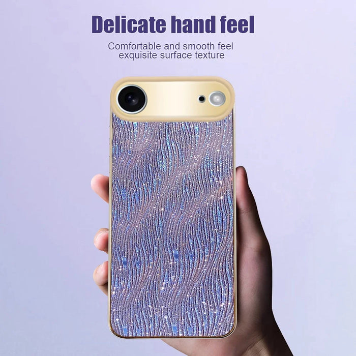 For iPhone Air Case Electroplating Ripple Texture PU + TPU + PC Phone Back Cover - Purple - 2