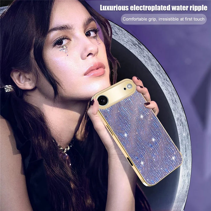 For iPhone Air Case Electroplating Ripple Texture PU + TPU + PC Phone Back Cover - Purple - 4