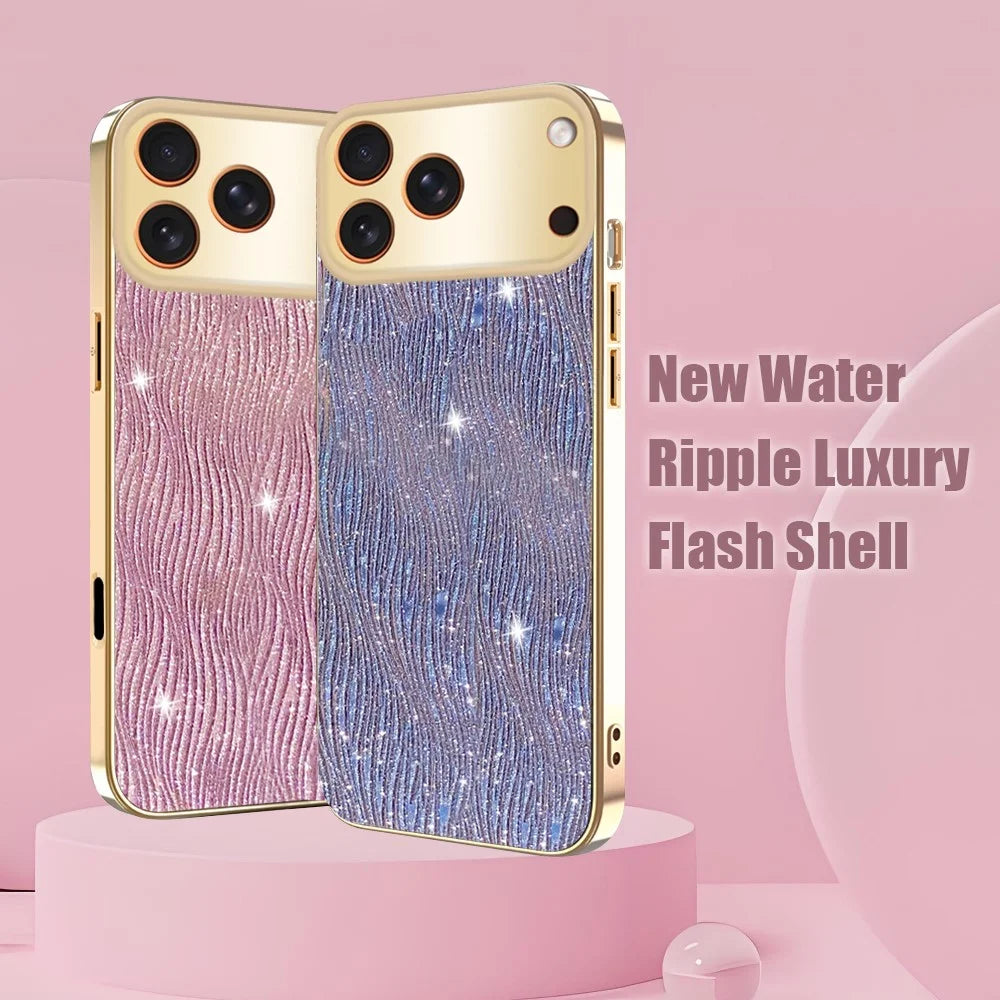 For iPhone 17 Pro Max Case Electroplating Ripple Texture PU + TPU + PC Phone Back Cover - Purple - 6