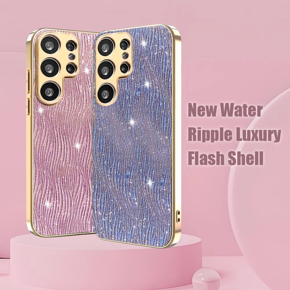 For Samsung Galaxy S26 Ultra Case Electroplating Ripple Texture PU + TPU + PC Phone Back Cover - Purple - 6