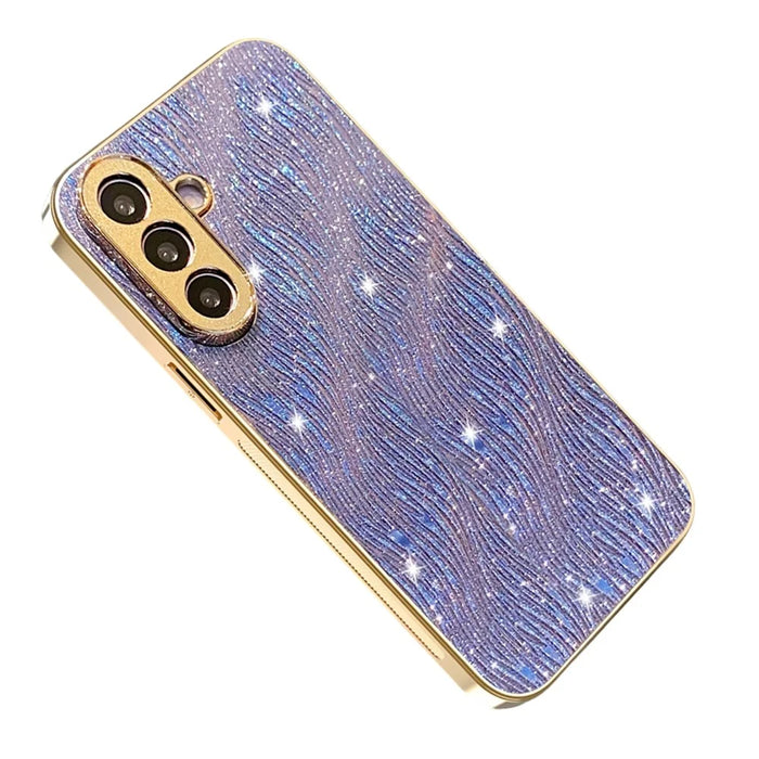 For Samsung Galaxy S26 Case Electroplating Ripple Texture PU + TPU + PC Phone Back Cover - Purple - 1