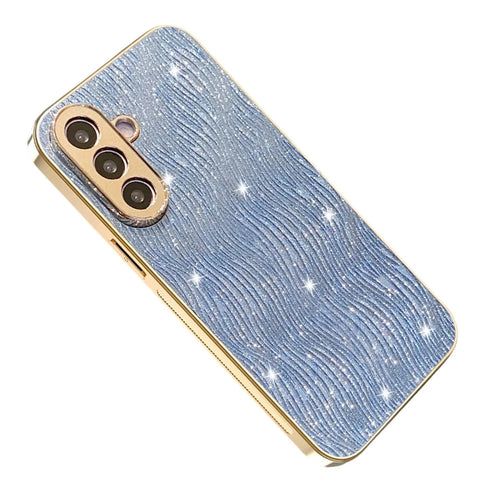 For Samsung Galaxy S26+ Case Electroplating Ripple Texture PU + TPU + PC Phone Back Cover - Blue - 1