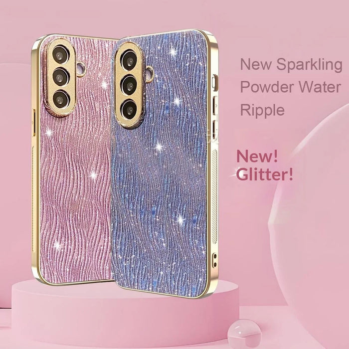 For Samsung Galaxy A37 5G Case Electroplating Ripple Texture PU + TPU + PC Phone Back Cover - Purple - 6