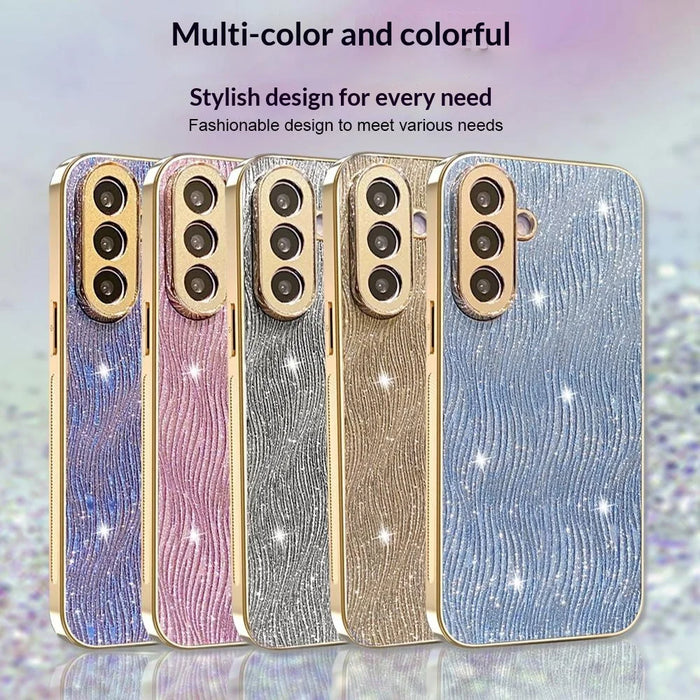 For Samsung Galaxy A37 5G Case Electroplating Ripple Texture PU + TPU + PC Phone Back Cover - Purple - 7