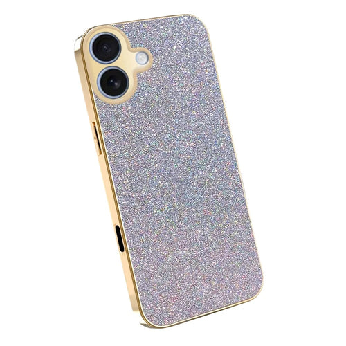 For iPhone 17 Case Electroplating Frame Sparkling Glitter Anti Drop PC + TPU Phone Cover - Silver - 1