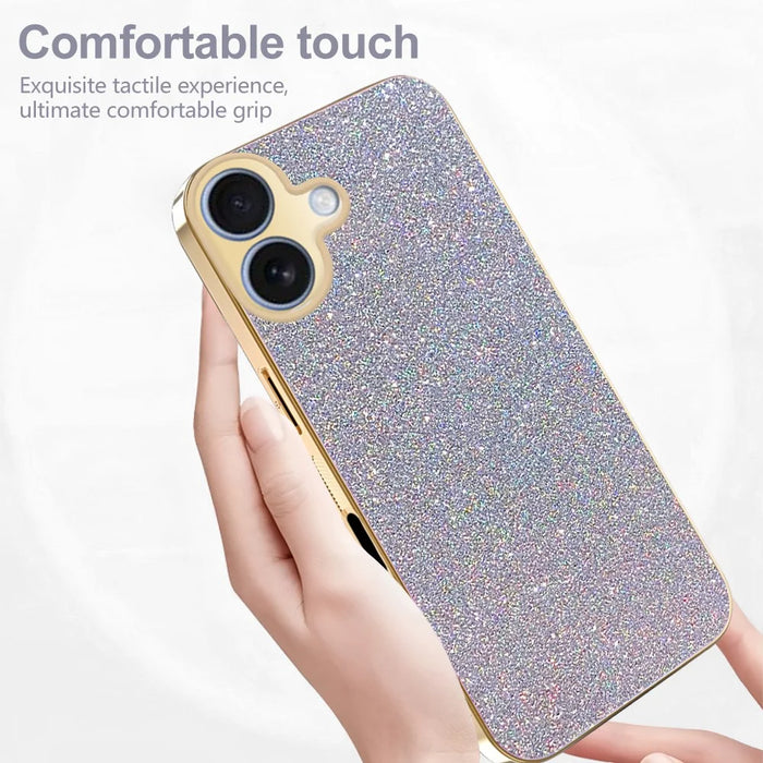 For iPhone 17 Case Electroplating Frame Sparkling Glitter Anti Drop PC + TPU Phone Cover - Silver - 3