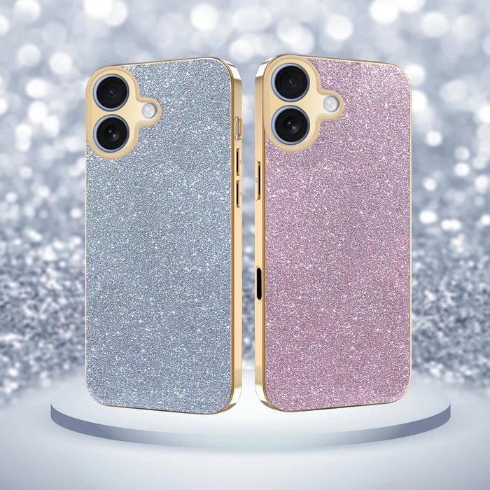 For iPhone 17 Case Electroplating Frame Sparkling Glitter Anti Drop PC + TPU Phone Cover - Silver - 7