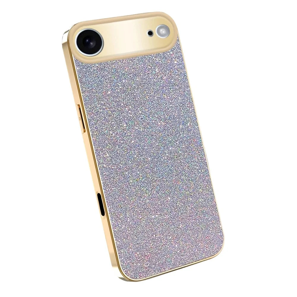 For iPhone Air Case Electroplating Frame Sparkling Glitter Anti Drop PC + TPU Phone Cover - Silver - 1