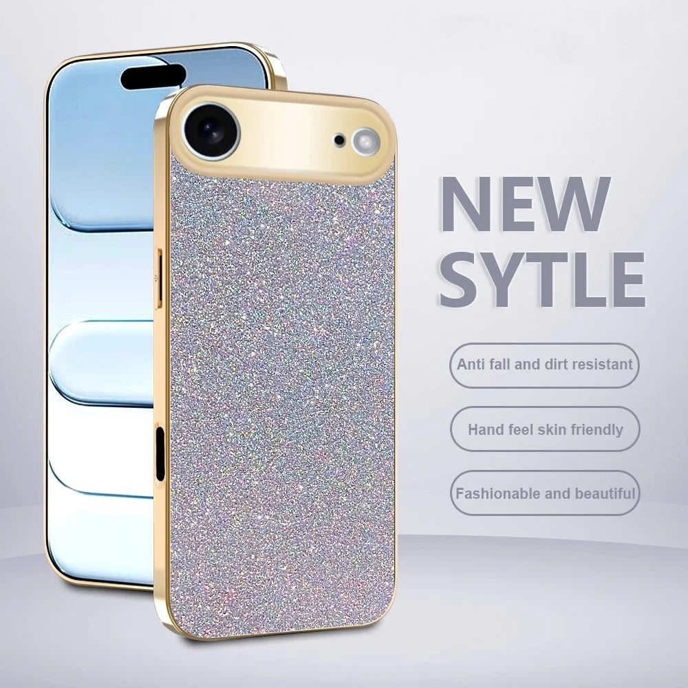 For iPhone Air Case Electroplating Frame Sparkling Glitter Anti Drop PC + TPU Phone Cover - Silver - 2